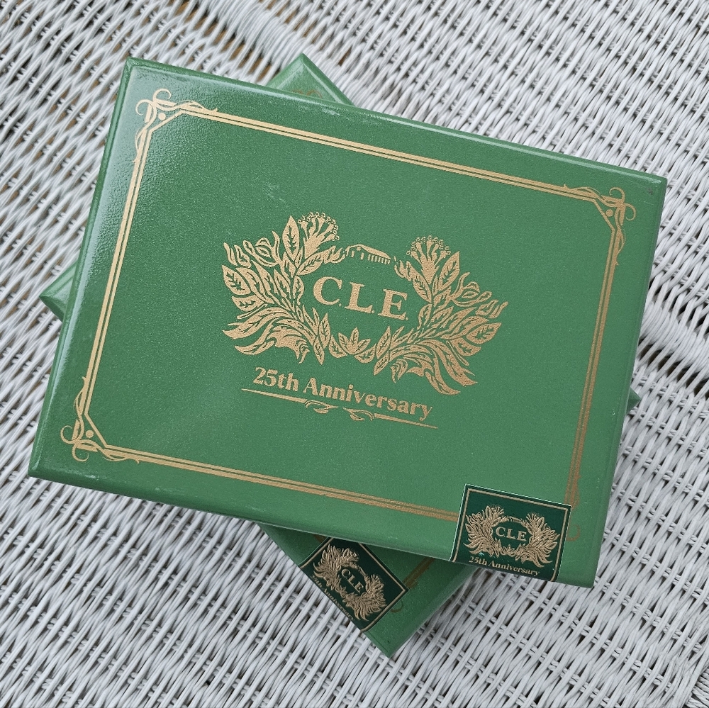 CLE 25th Anniversary Empty Cigar Boxes Green Lacquer Different Blends & Bottoms